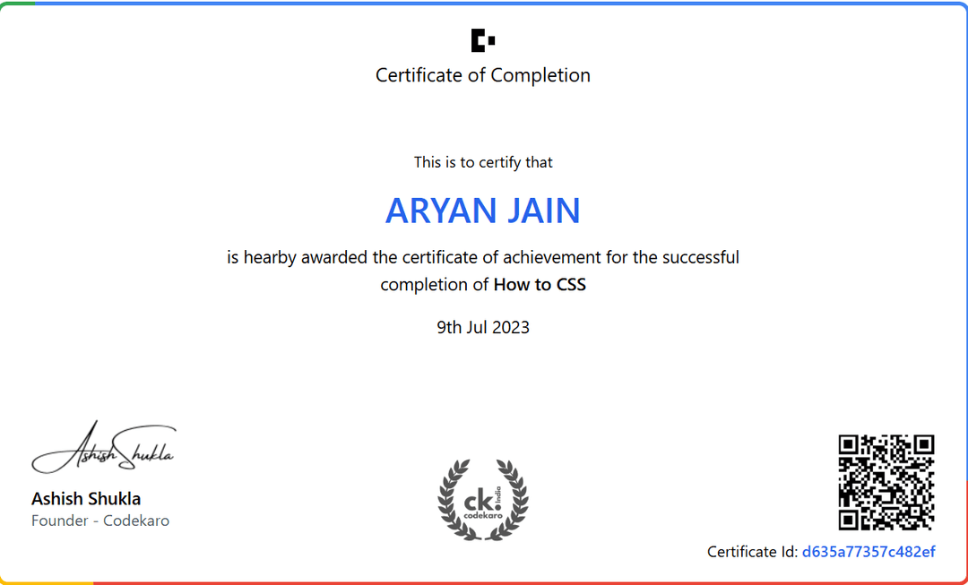 my certificate