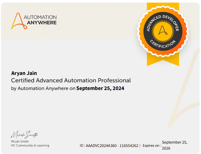 my certificate